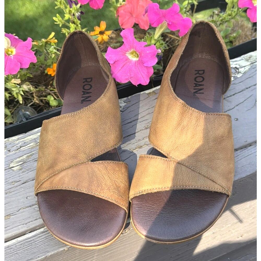 ROAN by Bed Stu Sz 10 Brown Leather Sandals Boho D'Orsay Artisan Rustic Slip On